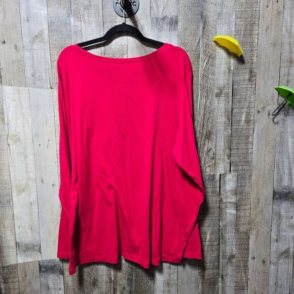 Tommy Hilfiger Vintage Y2K Red Embroidered Graphic Plus Size LS Tee - Picture 3 of 5